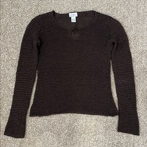 Vintage 2000’s Ann Taylor Loft Boho Knit Mesh Brown Sheer Sweater